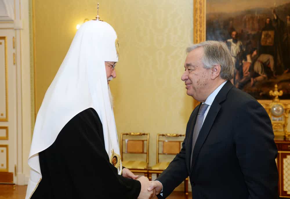 Состоялась встреча Святейшего Патриарха Кирилла с Генеральным секретарем Организации Объединенных Наций