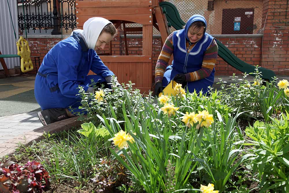 Возле Спасского собора облагораживают клумбы