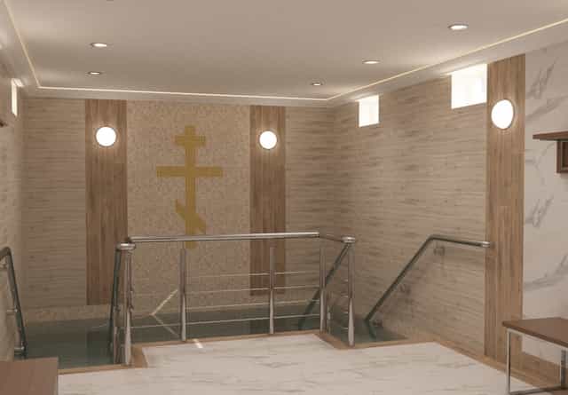 Продолжается ремонт купели на источнике преподобного Трифона